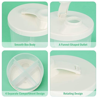 Accmor Baby Formula Dispenser On The Go, Non-Spill Rotating Four-Compartment Formula Container to Go, Milk Powder Kids Snack Container for Infant Toddler Travel Outdoor, White, 2 Pack