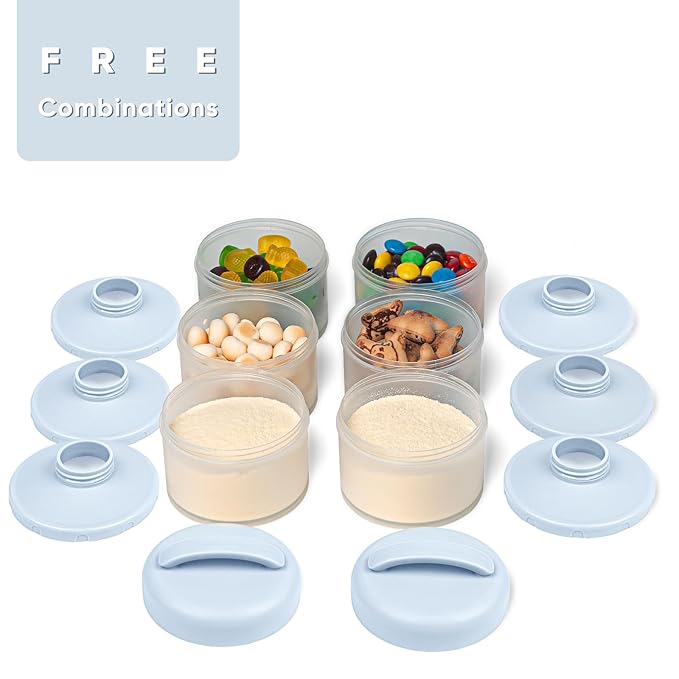 Termichy Stackable Formula Dispenser Portable Milk Powder Container, 2 Pack, Misty Blue