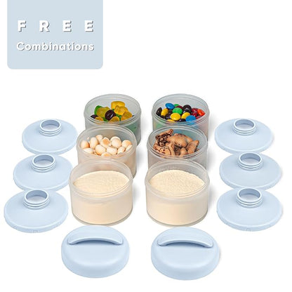 Termichy Stackable Formula Dispenser Portable Milk Powder Container, 2 Pack, Misty Blue