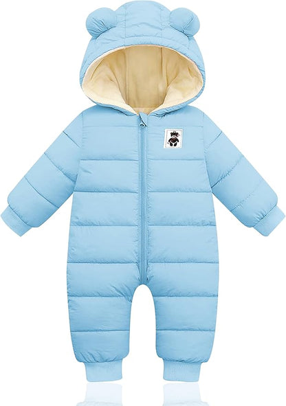 XMWEALTHY Baby Clothes Cute Infant Toddler Snowsuit Warm Newborn Boy Girl Winter Coats Hooded Zip Jumpsuit