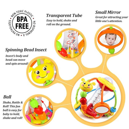 Baby Toys 0-6-12 Months, Baby Rattle Toys Activity Ball Infant Toys 6 Month Old Baby Toys 3-6 Months, Shaker Grab Spin Travel Toys Easter Christmas Basket Stuffers Gifts