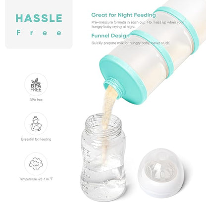 Termichy Stackable Formula Dispenser Portable Milk Powder Container, 2 Pack, Mint