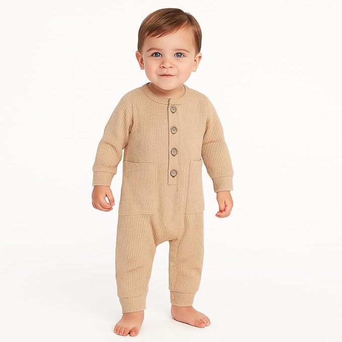 Baby Boys Girls 2 Pack Solid Romper Ribbed Long Sleeve One-Piece Knit Cotton Jumpsuit Outfits Clothes