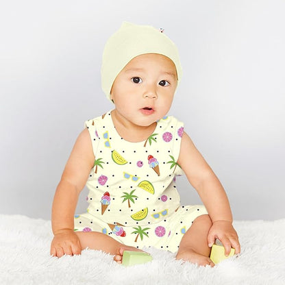 Babysoy Organic Pattern Print Tank Romper Shortall
