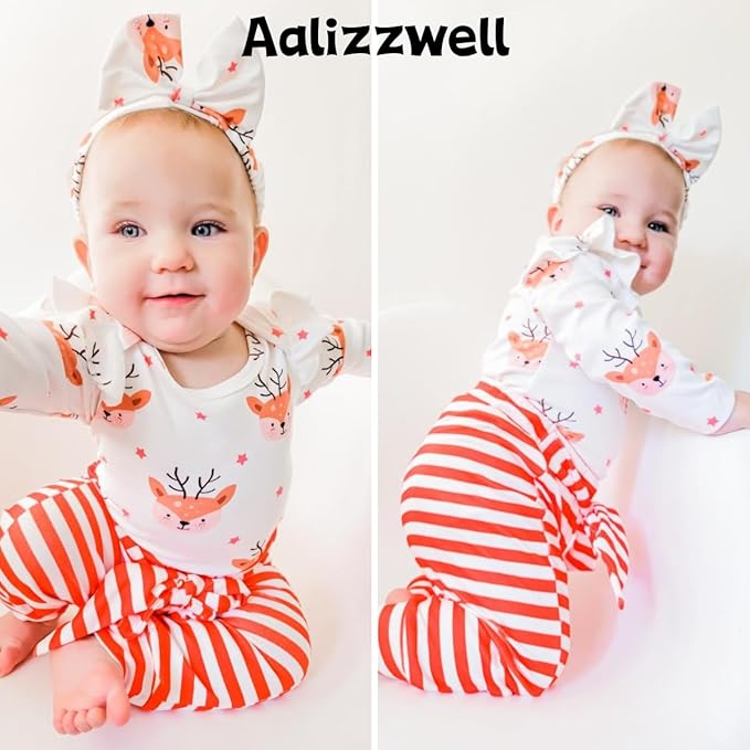 Aalizzwell Preemie Newborn Infant Baby Girls Clothes Ribbed Romper Bodysuit Pants Set Fall Winter Outfits