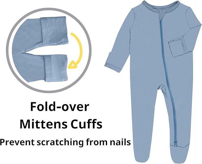 GUISBY Pajamas for Baby Boys & Girls, Infant Onesie with Mitten Long Sleeve Footed Pjs