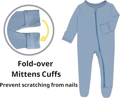 GUISBY Pajamas for Baby Boys & Girls, Infant Onesie with Mitten Long Sleeve Footed Pjs