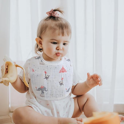 GLLQUEN BABY Muslin Drool Bibs for Boys Girls 8 Pack, Adjustable Baby Bibs for Drooling and Teething, Soft Cotton Baby Bandana Bib for Newborn Feeding Essentials (Circus)