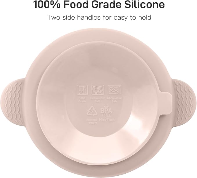 Silicone Baby Feeding Set, 3 Pack Baby Bowls with Suction and 3 Pack Baby Spoons for Babies Toddlers Kids, BPA Free, Baby Utensils Feeding Supplies, Microwave and Dishwasher Safe