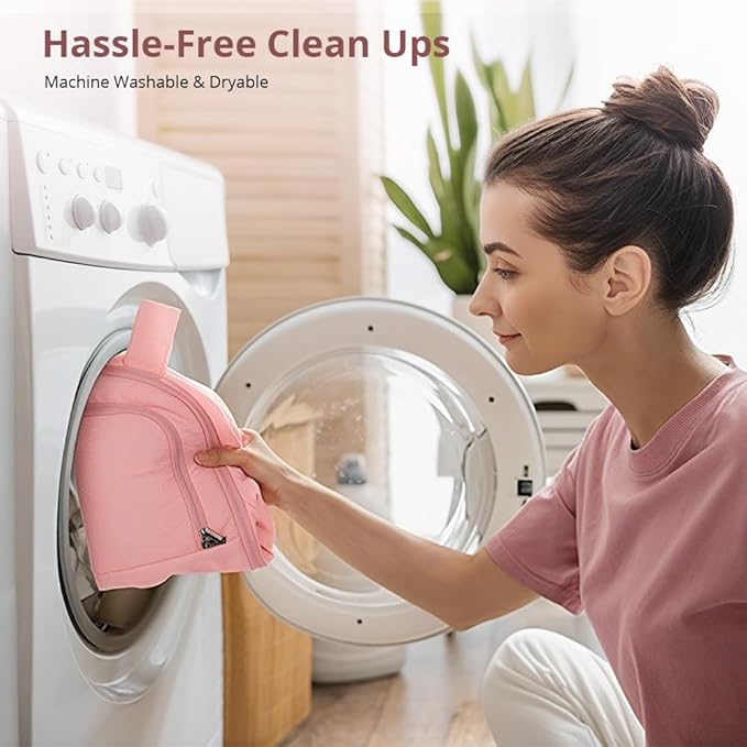 Bioby Winter Baby Car Seat Cover, Infant Car Seat Cover for Boy Girl, Roomy, Cozy, Warm, Waterproof Baby Carseat Covers Canopy with Thickened Fleece Lining, Breathable Hole, Universal Fitted Pink