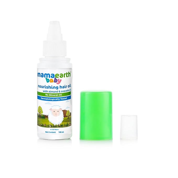 MAMAEARTH Baby Nourishing Hair Oil with Almond & Avocado Oil 3.38 Fl Oz (100ml)