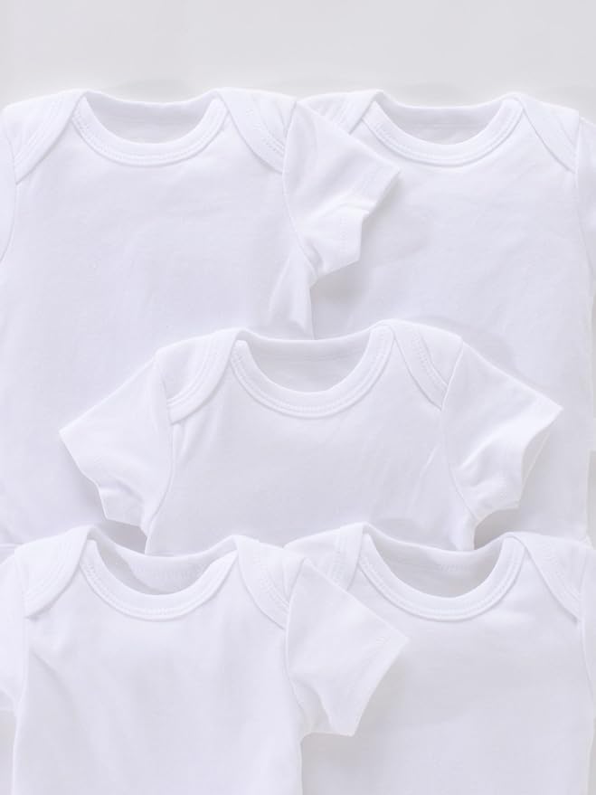 JYHOPE 5-Pack Newborn Infant Short Sleeve Pure Color Romper Bodysuit For Baby Girls And Boys Toddler Summer Clothes