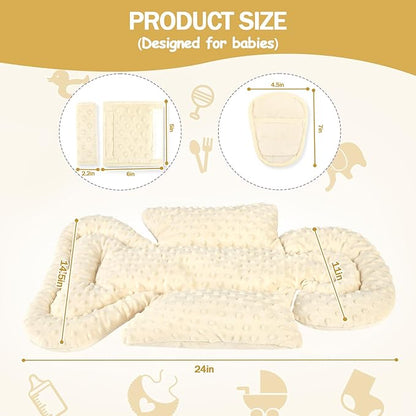 Infant Car Seat Insert Boy Girl, 3 in 1 Newborn Carseat Insert with Strap Pads, Car Seat Head Support for Baby Strollers, Swings, and Bouncers, Comfortable and Machine Washable, Beige