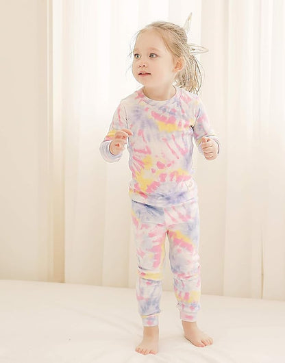 VAENAIT BABY 12M-12Y Toddler Kids Boys Girls 100% Cotton Marbling Tiedye Sung Fit Sleepwear Pajamas 2pcs Pjs Set