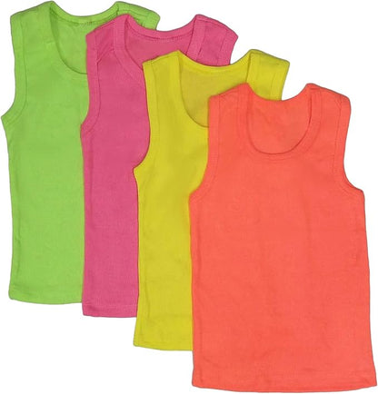 ToBeInStyle Girl's 4 Pack Ruffle Hem Cotton Tank Tops