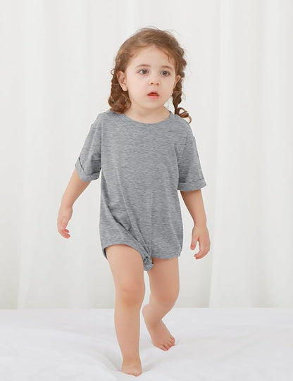 Jimonda Baby Boy Girl Bubble Romper Solid Color Bodysuit Short Sleeve Organic Cotton T-Shirt