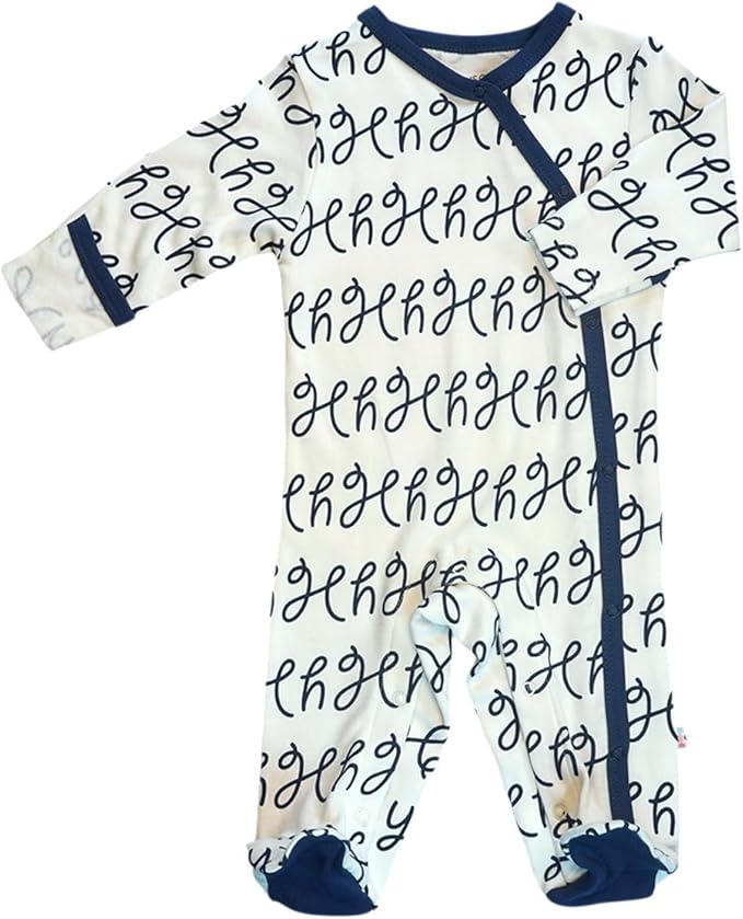 Babysoy Organic Newborn Baby Alphabet Footie Onepiece with Feet (06-12 Months, H)