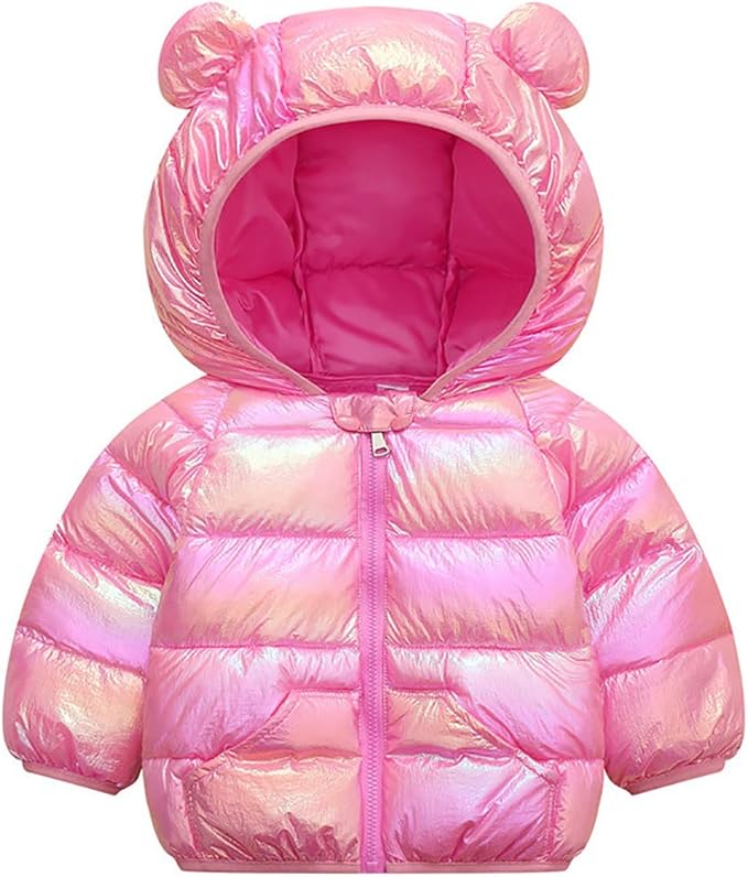 Winter Down Coats for Kids Baby Boys Girls Light Puffer Padded Jacket Bear Hoods Infant Outerwear