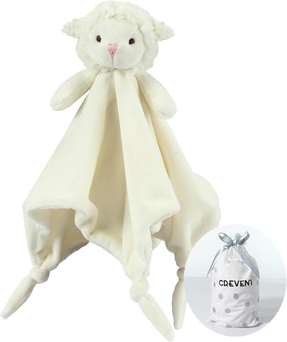 CREVENT Soft Cozy Baby Blankets for Boys Girls + Security Blanket, Set with A Gift Bag Newborn Essentials (Ivory)