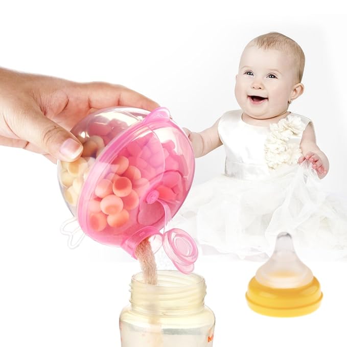 Accmor Baby Formula Dispenser for On-The-Go Feedings, Three-Compartment Non-Spill Formula Container to Go, Snack Milk Powder Dispenser for Traveling with Infant Toddler, Pink