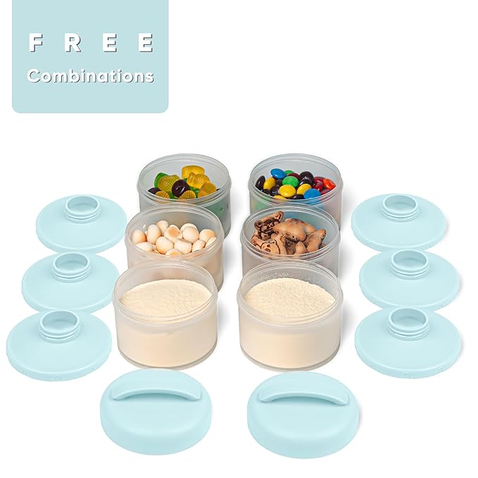Termichy Stackable Formula Dispenser Portable Milk Powder Container, 2 Pack, Light Blue
