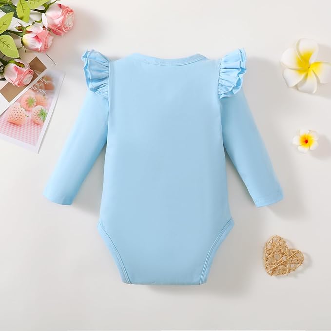 Magic Park 0-24M Infant Girl Romper Baby Girls Solid Color Bodysuit Toddler Ruffle Jumpsuit Shirts Casual Tops Baptism Shirt