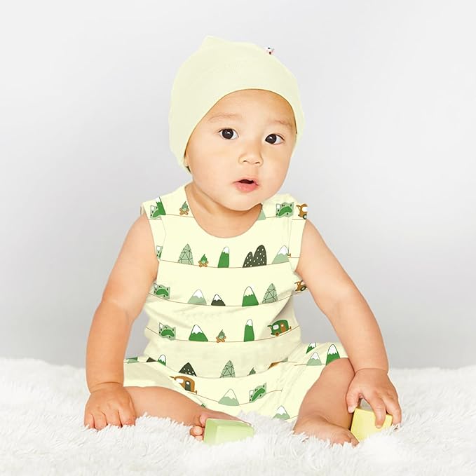 Babysoy Organic Pattern Print Tank Romper Shortall