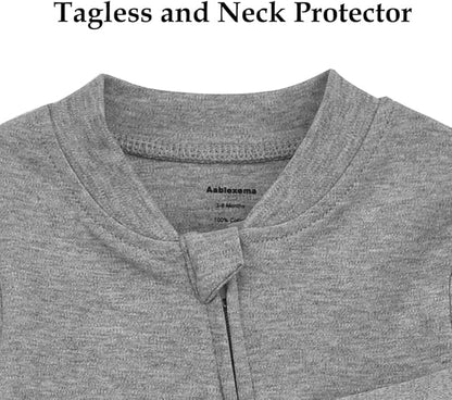 Aablexema Organic Cotton Baby Footie Pajamas with Mittens Newborn Soft Zip Sleeper