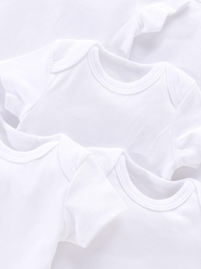 JYHOPE 5-Pack Newborn Infant Short Sleeve Pure Color Romper Bodysuit For Baby Girls And Boys Toddler Summer Clothes