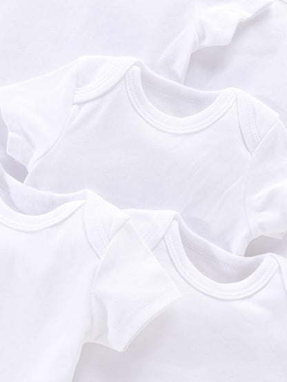 JYHOPE 5-Pack Newborn Infant Short Sleeve Pure Color Romper Bodysuit For Baby Girls And Boys Toddler Summer Clothes