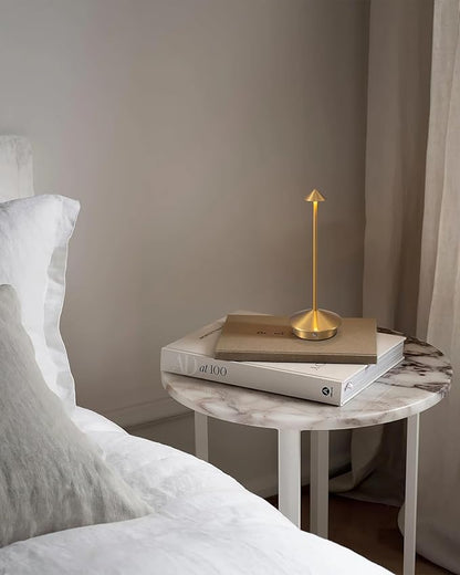 Modern Cordless Table Lamp Set of 2, Portable LED Desk Lamps, 5000mAh Rechargeable Battery Operated Lighting for Bedroom Dining Room Restaurant Coffee Shop Camping Night Light (Gold)