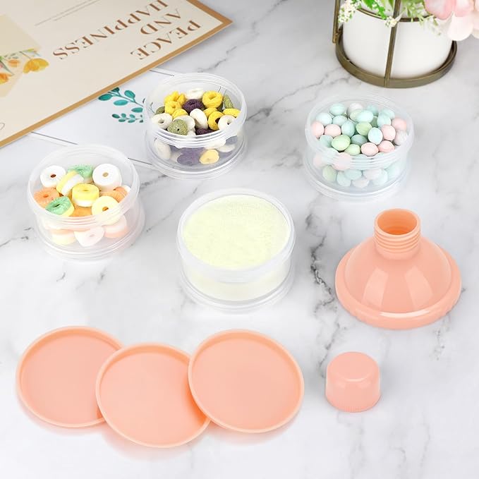 Accmor Formula Dispenser On The Go, 4 Compartments Stackable Formula Container for Travel, Baby Milk Powder Kids Snack Container, BPA Free ﻿