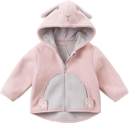 DAVE&BELLA Toddler Fleece Jacket, Baby Boys Girls Animal-shaped Hooded Zipper Long Sleeve Warm Spring Autumn Outerwear Coat