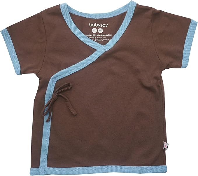Babysoy Unisex Baby Toddler Short Sleeve Wrap Around Kimono Tee Shirt