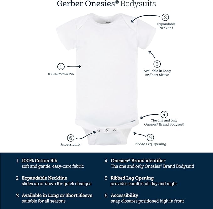 Gerber baby-girls 8-pack Short Sleeve Onesies Bodysuits