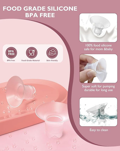 Upgraded Flange Inserts 16mm for 24mm Flange/Shield of Most Pumps Compatible with Momcozy/Medela/Spectra/eufy/Elvie/Lansinoh/TSRETE/Paru Breast Pump, Reduce 24mm Nipple Tunnel Down to 16mm, 4PCS
