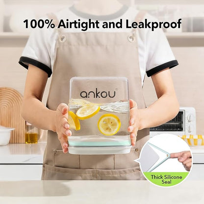 Ankou Food Storage Container Sets, 2.8 Qt + 4.2 Qt Airtight Canisters with Lids and 130ml Scoop, BPA-Free Plastic Pantry Containers for Flour, Sugar, Rice
