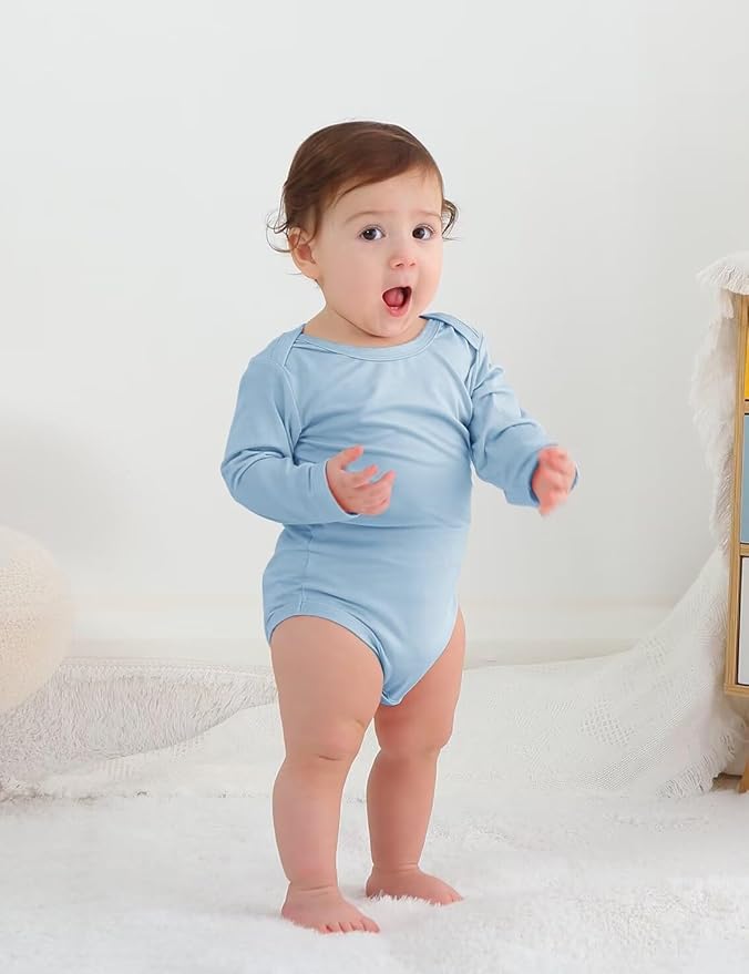 Rayon of Bamboo Baby Bodysuit, Long Sleeve Bodysuits for Boys Girls Infant Soft Clothes 0-24 Months