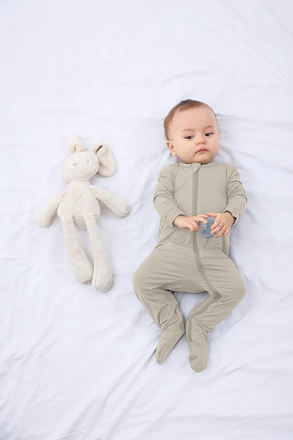 GUISBY Pajamas for Baby Boys & Girls, Infant Onesie with Mitten Long Sleeve Footed Pjs