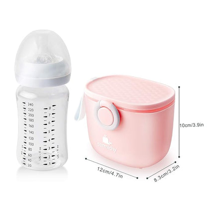 Termichy Baby Formula Dispenser, Portable Milk Powder Dispenser Container with Carry Handle and Scoop for Travel Outdoor Activities with Baby Infant, 8.8OZ, 0.55LB, 250g (Pink-2pack)
