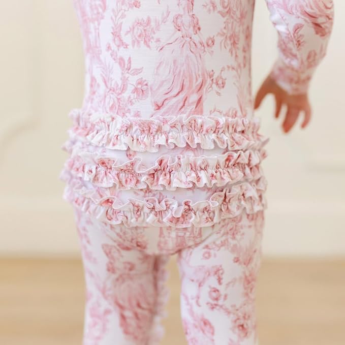 Ruffled Zippered Vintage Pink Rose One Piece