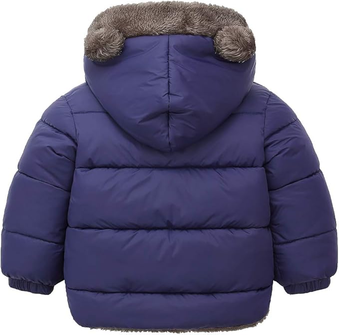 Happy Cherry Baby Boys Girls Puffer Jacket Hooded Coat Fleece Liner Elastic Cuffs Outerwear 12Mon-5T
