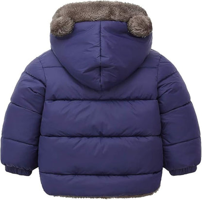 Happy Cherry Baby Boys Girls Puffer Jacket Hooded Coat Fleece Liner Elastic Cuffs Outerwear 12Mon-5T