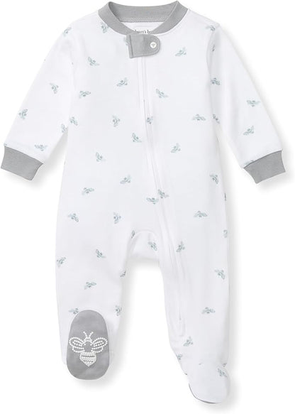 Burt's Bees Baby Boys Sleep and Play PJs, 100% Organic Cotton One-Piece Zip Front Romper Jumpsuit Pajamas