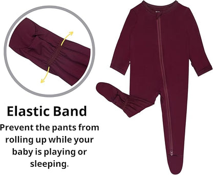 GUISBY Pajamas for Baby Boys & Girls, Infant Onesie with Mitten Long Sleeve Footed Pjs