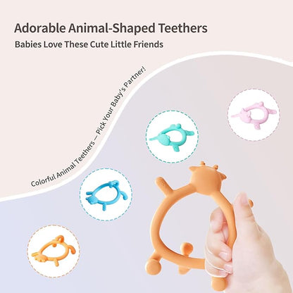 Pigeon Silicone Animal-Shaped Baby Teether, Orange Deer, 6M+, 1 Count – Multi-Textured Teething Relief Toys, Lightweight & Easy to Grasp