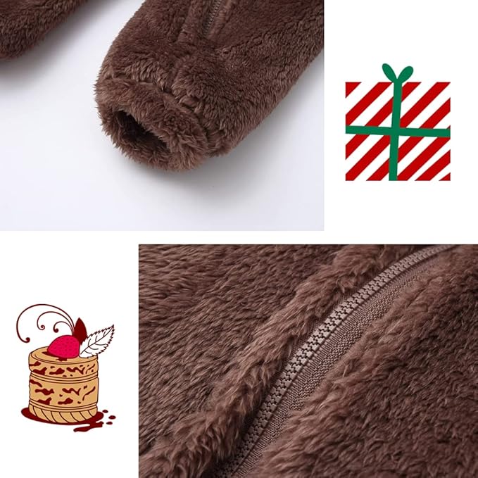 CAHL&FAUO Newborn Snowsuit Baby Cartoon Bear Onesie Warm Fleece Hooded Romper Jumpsuit