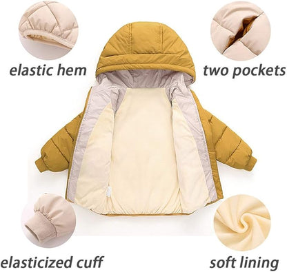 Curipeer Kids Winter Jacket Front Zip Warm Snow Wear Toddler Outer Clothing 2-8T