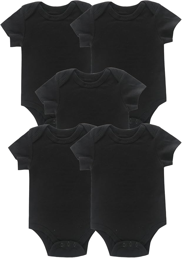 JYHOPE 5-Pack Newborn Infant Short Sleeve Pure Color Romper Bodysuit For Baby Girls And Boys Toddler Summer Clothes