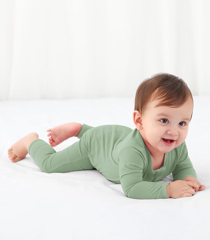Baby Boys Girls Romper-Viscose Made from Bamboo, Long Sleeve Jumpsuits Soft Footless Rompers, Unisex